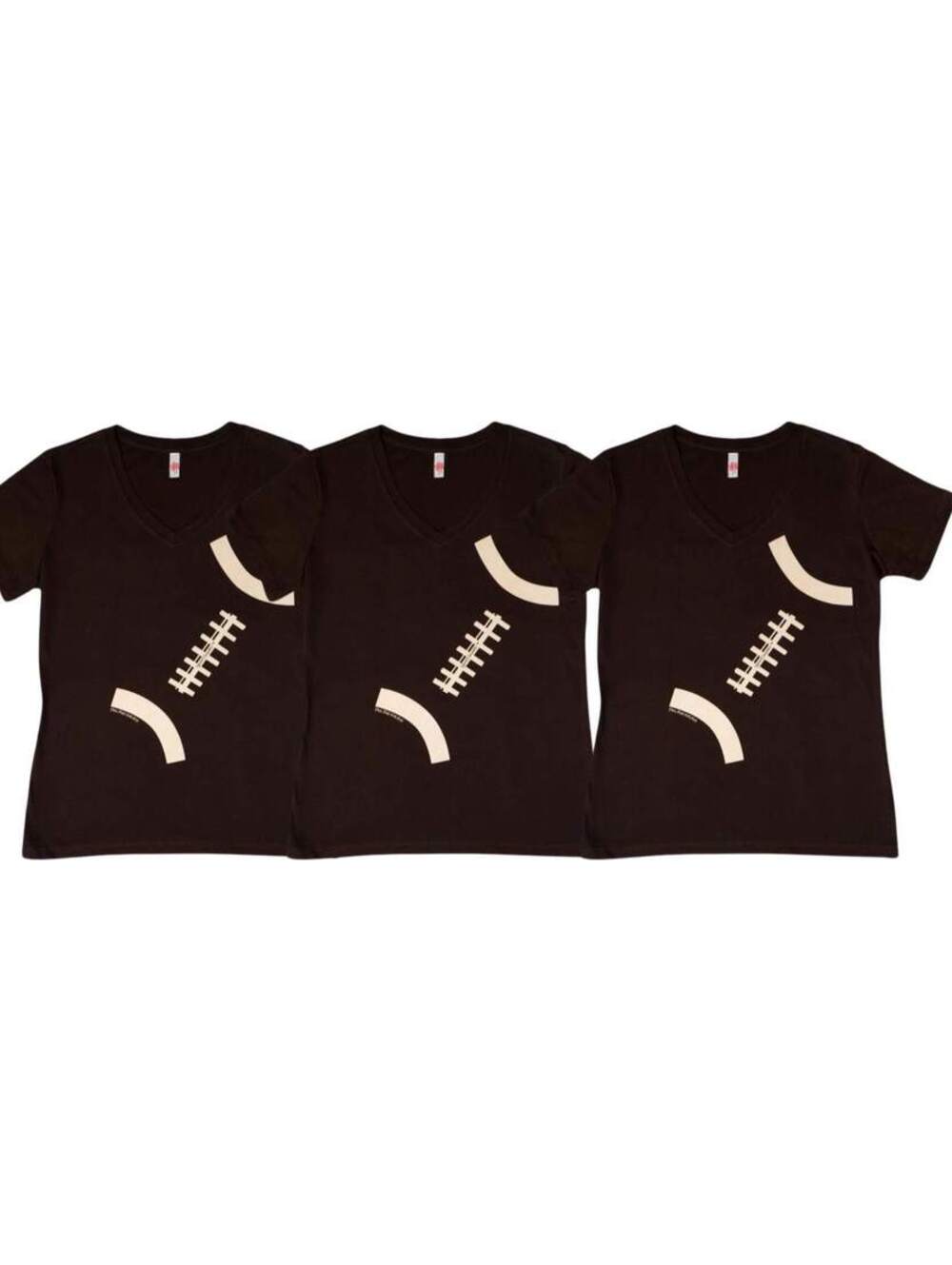 Women’s Football Graphic V-Neck T-Shirt XL Brown Cotton 3 Pack